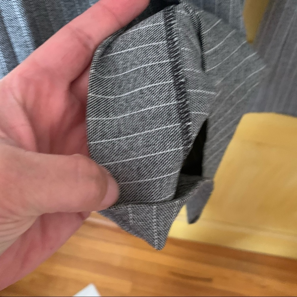 Express Editor Trouser Pants Gray And White Pinst… - image 3